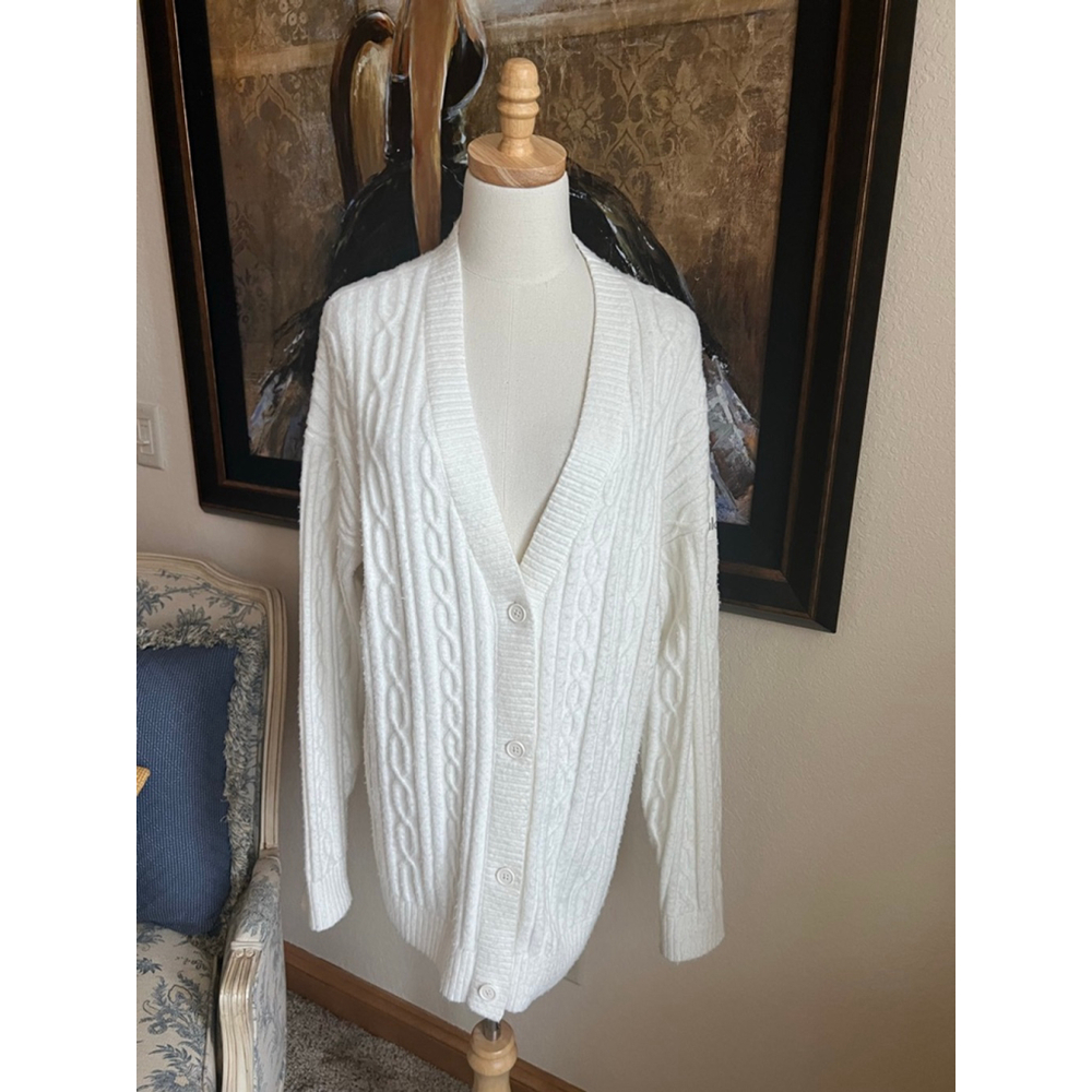 Women's Alo Cream Cable Knit Cardigan M